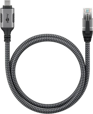 Kábel USB 3.1 Typ C na RJ45 (Gigabit Ethernet), 1.5m, čierny/sivý