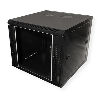 19" Rack na stenu 6U, čierny, 368x570x450mm (HxWxD), odnímateľné bočnice