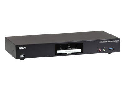 KVM switch/prepínač 2PC, mini DP, USB, USB 3.0  Hub, Audio, DUAL VIEW, 4K@60Hz