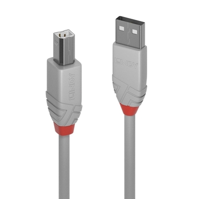 Kábel USB 2.0 A-B M/M 0.5m, High Speed, sivý, Anthra Line