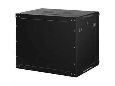 19" Rack na stenu 9U, čierny, 512x600x450 mm (HxWxD), odnímateľné bočnice