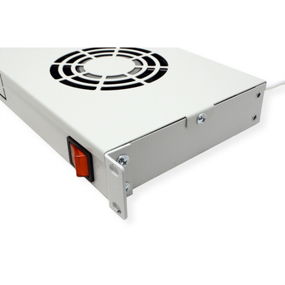 19" Ventilačná jednotka, 2 vetráky, 1U, s termostatom, sivá