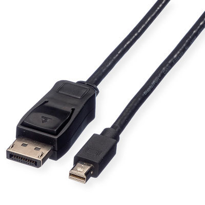 Kábel DisplayPort mini/DP M/M 2m, 2K@60Hz, DP v1.1, 10.8Gbit/s, čierny