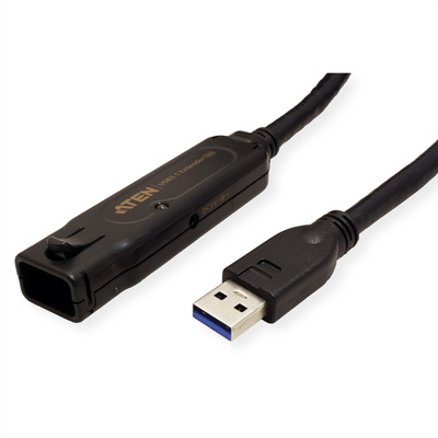 Kábel USB 3.2 Gen 1, A-A M/F 10m, 5Gbps, predlžovací, čierny, aktívny