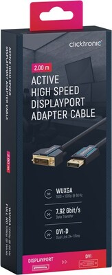 Kábel DisplayPort na DVI-D M/M 2m, jednosmerný, max. 1920x1200@60Hz, modrý, pozl. konektor, C