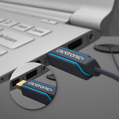Kábel DisplayPort mini/DP M/M 1m, 2K@60Hz, DP v1.1, 10.8Gbit/s, modrý, pozl. konektor, ClickTronic