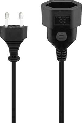 Predlžovačka 2pin, 5m s 1 zásuvkou, 0.75mm², čierna