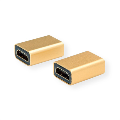 Adaptér/spojka HDMI F/F, 4K@60Hz, 18G, pozl.konektory, čierny/zlatý