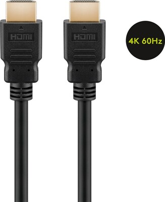 Kábel HDMI M/M 0.5m, Ultra High Speed+Eth, HDMI 2.0, 4K@60Hz 18G, G pozl. kon., čierny