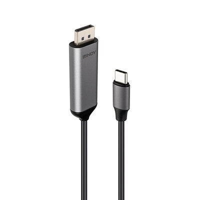 Kábel USB Typ C na DisplayPort M/M 1m, 8K@60Hz, DP 1.4, obojsmerný, sivý