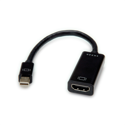 Adaptér mini DisplayPort na HDMI M/F, 4K@30Hz (DP 1.2, HDMI 1.4), 10cm, čierny