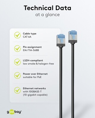 U/FTP Patchkábel LSOH TPE 3m cat.6a, čierny, slim, Cu, Flex Cable, Eco obal