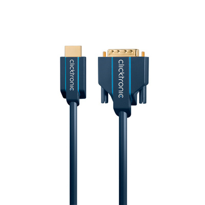 Kábel DVI-D/HDMI M/M 2m, Single-Link, 1920x1080@60Hz, modrý, G pozl. konektor, C