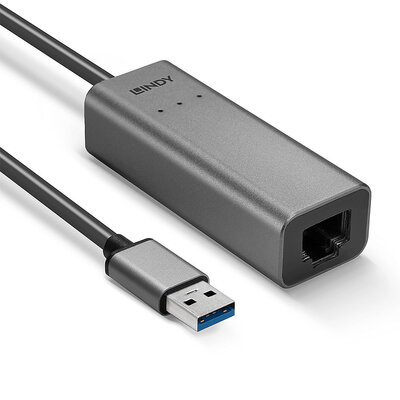 Adaptér USB 3.2 Gen 1 na RJ45 (2.5 Gigabit Ethernet), 13cm, čierny/sivý