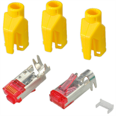 Konektor 8/8 RJ45 cat.6, tienený, HiRose TM21, žltý, 50ks/bal