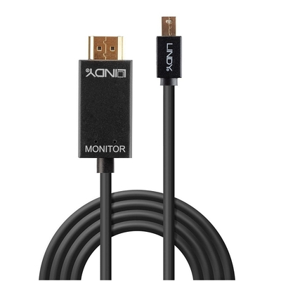 Kábel DisplayPort mini na HDMI M/M 3m, jednosmerný, max. 3840x2160@30Hz, čierny