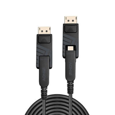 Kábel DisplayPort mini M/M 20m, 8K@60Hz, DP v1.4, 32.4Gbit/s, jednosmerný, optický, + adapéry na DP