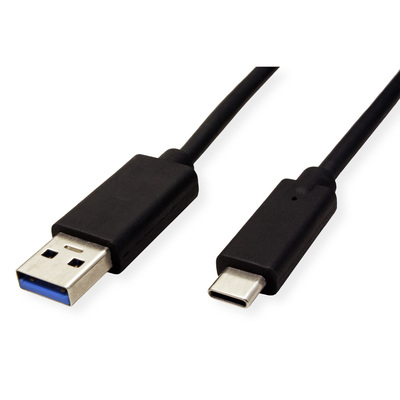Kábel USB 3.2 Gen 1, AM/CM Typ C 0.5m, 5Gbps, čierny, TPE, Eko balenie