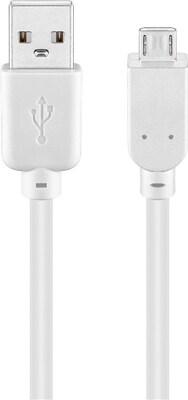 Kábel USB 2.0 A-MICRO-B M/M 1.8m, High Speed, biely