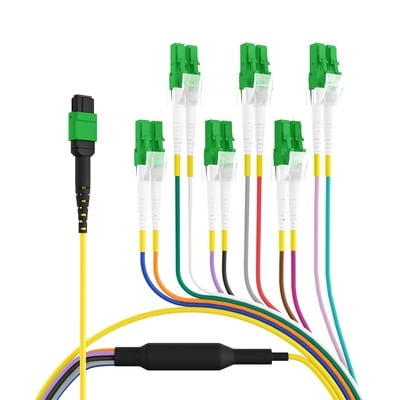 Fiber kábel MTP-LC/APC, 5m Matrix, OS2(9/125µm), LSOH, 3mm, 12 vlákno, žltý
