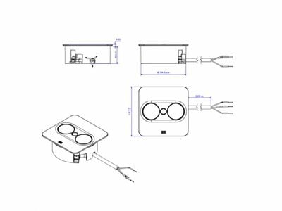 TWIST2 SQUARE 1xUTE 230V, nabíjačka (USB A + USB C), 2m kábel 1.5mm², vidlica CEE7/7, biela