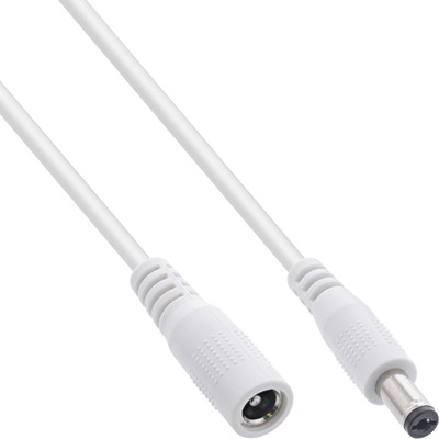Kábel predlžovací DC 5.5mm / 2.1mm, AWG23, 2m, biely