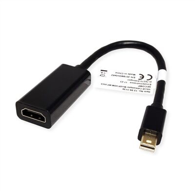 Adaptér mini DisplayPort na HDMI M/F, 2K@60Hz (DP 1.2, HDMI 1.4), 15cm, čierny