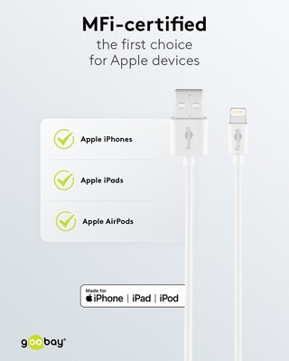 Kábel USB "Lightning" pre Apple, 1m, High Speed, biely s MFI cert.
