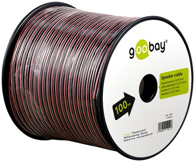 Reproduktorový kábel audio 2x2.5mm², 100m, pomedený, červeno/čierny