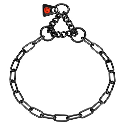Obojok retiazkový sťahovací 2mm/38cm, obmedzovač, stredné oko, nerezová oceľ, čierny, HS