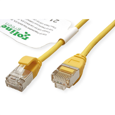 U/FTP Patchkábel LSOH TPE 0.3m cat.6a, žltý, slim, Cu, Flex Cable, Roline Green, Eco obal