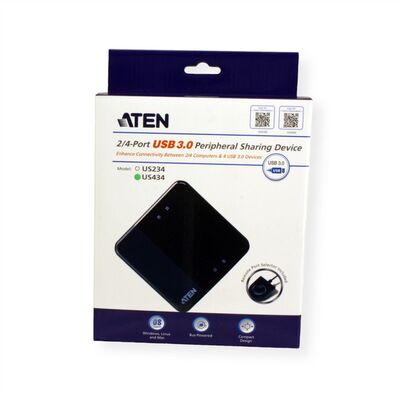Prepínač USB 3.2 Gen 1, 4PC/4 zariadenia, manuálny, prepínanie tlačidlom, čierny
