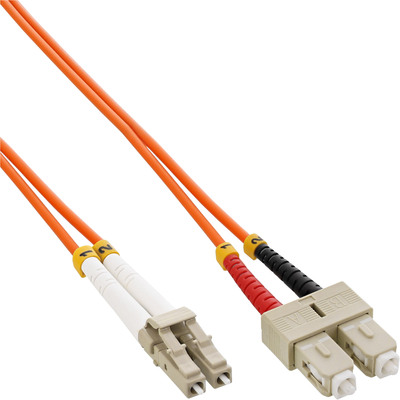 Fiber kábel LC-SC, 25m Duplex OM2(50/125µm), LSOH, 2mm, oranžový