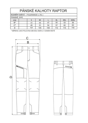 Nohavice RAPTOR pánske, odolné a pevné, cordura, čierne, S