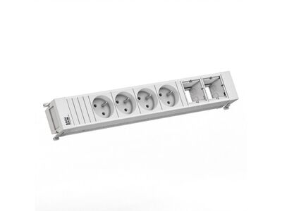 Power Frame 4xUTE 230V, 2xCustom, 0.2m kábel 1.5mm², GST18, biely