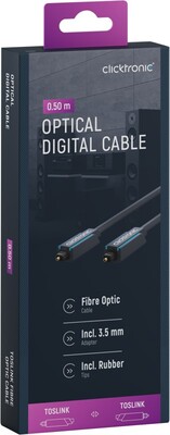 Kábel Toslink audio optický SPDIF prepojovací M/M 0.5m, ø6.0mm, modrý, ClickTronic