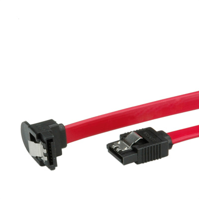 Kábel SATA III M/M 0.5m, zahnutý, clip, 6 Gbit/s, červený