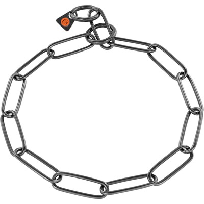 Obojok retiazkový sťahovací 3mm/46cm, dlhé oko, nerezová oceľ, čierny, HS