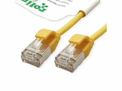 U/FTP Patchkábel LSOH TPE 0.3m cat.6a, žltý, slim, Cu, Flex Cable, Roline Green, Eco obal