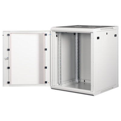 19" Rack na stenu 15U, sivý, 779x600x600mm (HxWxD), odnímateľné bočnice