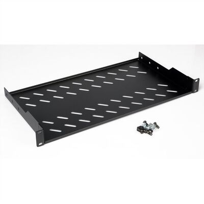 19" Polica 250mm, max. 15kg, 1U, sada skrutiek a podložiek v balení, čierna