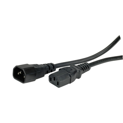 Kábel sieťový 230V predlžovací, C13 - C14, 1.8m, 0.75mm², 10A, čierny