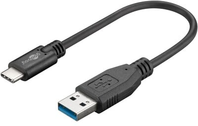 Kábel USB 3.2 Gen 1, AM/CM Typ C 0.15m, 5Gbps, čierny