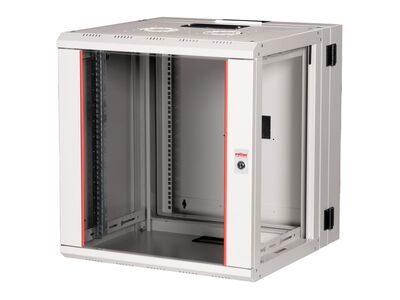 19" Rack na stenu 12U, sivý, 640x600x600mm (HxWxD), RAL7035, PRO, otočný (2-dielny)