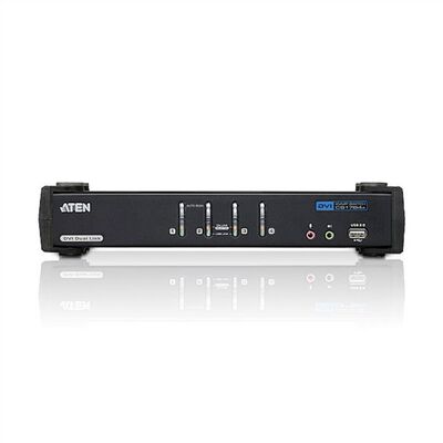 KVM switch/prepínač 4PC, DVI-I Dual Link, USB, USB hub, audio