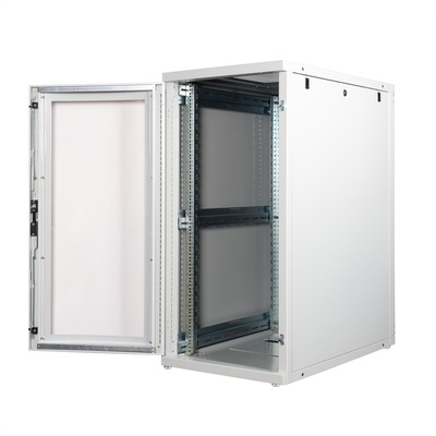 19" Rack na podlahu 26U, 1260x600x1000mm (HxWxD), PRO, Plexiglas, sivý