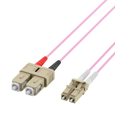 Fiber kábel LC-SC, 30m Duplex OM4(50/125µm), LSOH, 2mm, fialový