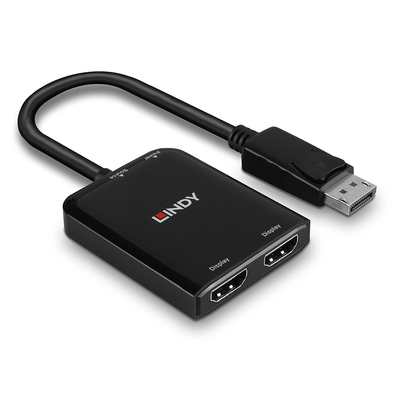 Video distribútor/splitter DisplayPort na HDMI 1IN/2OUT, MST (rozširuje prac. plochy), DP++, 4K@30Hz