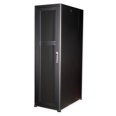 19" Rack na podlahu 42U, 2010x600x1000mm (HxWxD), BASIC, perforované dvere, čierny