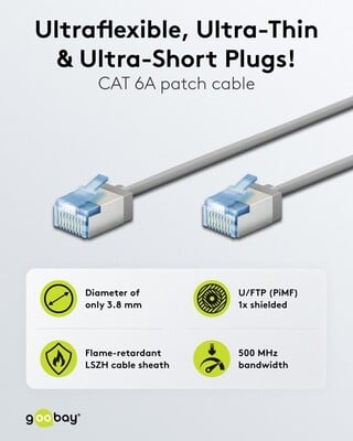 U/FTP Patchkábel LSOH TPE 10m cat.6a, sivý, slim, Cu, Flex Cable, Eco obal